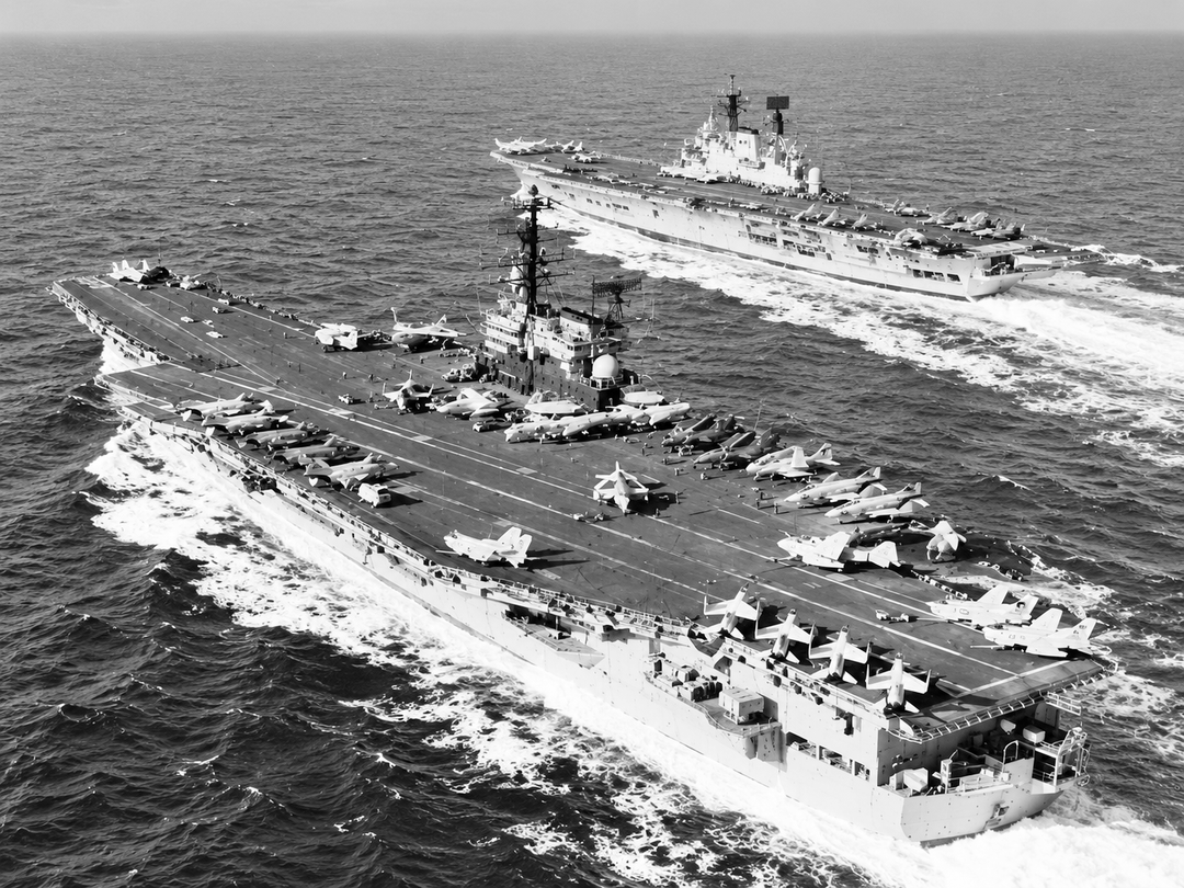 HMS Ark Royal R09 Audacious Class Aircraft Carrier c1973