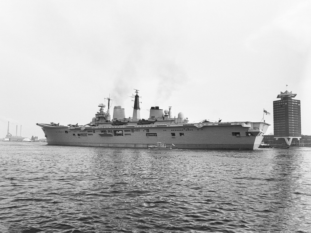 HMS Ark Royal R07 Invincible Class Aircraft Carrier February 1986 Port Side