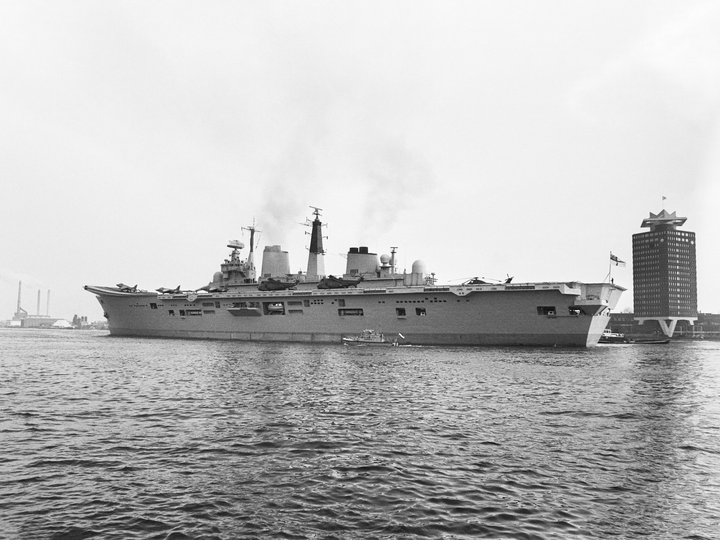 HMS Ark Royal R07 Invincible Class Aircraft Carrier February 1986 Port Side