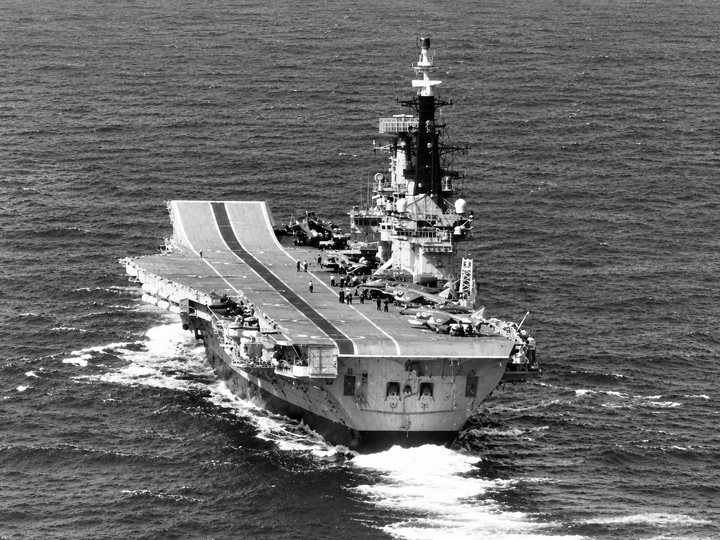 HMS Hermes R12 Centaur Class Aircraft Carrier March 1982