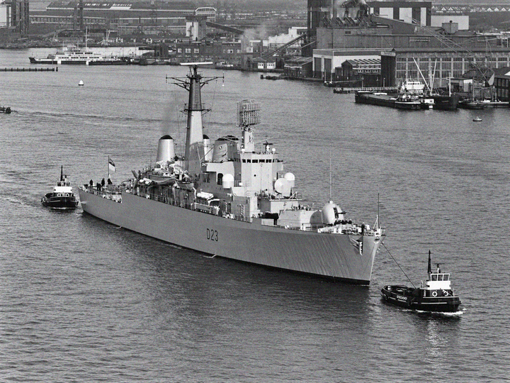 HMS Bristol D23 Type 82 Destroyer Amsterdam 1973 With Tugs