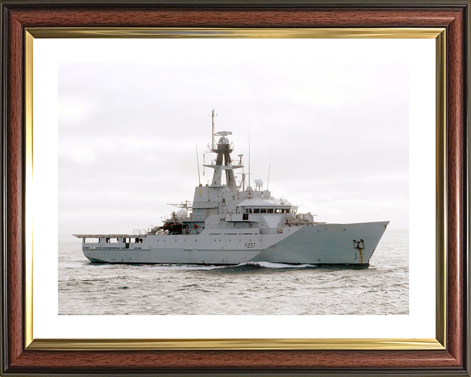 HMS Clyde (P257) Royal Navy River Class Patrol Vessel Underway Starboard Side View Photo Print Wall Art Decor Posters, Prints, & Visual Artwork Hampshire Prints 10 x 8 Classic Frame Yes