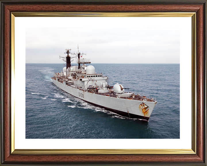HMS Cardiff (D108) Royal Navy Type 42 Destroyer At Sea 2002 Photo Print Wall Art Decor Posters, Prints, & Visual Artwork Hampshire Prints 10 x 8 Classic Frame Yes