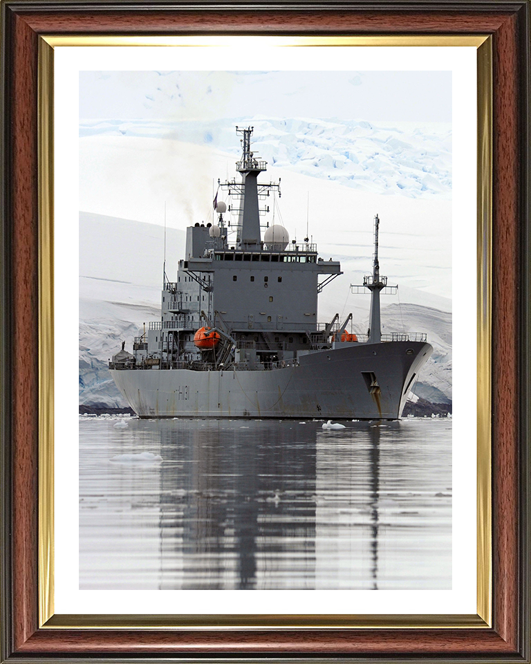 HMS Scott (H131) Photo Print - Starboard Reflections - Royal Navy Ocean Survey Vessel Hampshire Prints 10 x 8 Classic Frame Yes