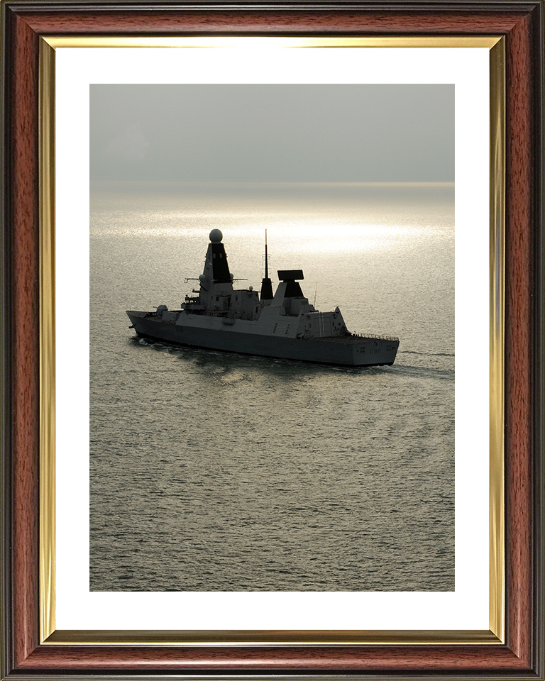 HMS Daring (D32) Royal Navy Type 45 Destroyer At Sunset 2010 Photo Print Wall Art Decor Posters, Prints, & Visual Artwork Hampshire Prints 10 x 8 Classic Frame Yes