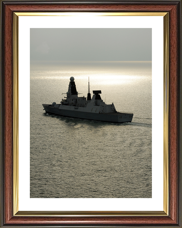 HMS Daring (D32) Royal Navy Type 45 Destroyer At Sunset 2010 Photo Print Wall Art Decor Posters, Prints, & Visual Artwork Hampshire Prints 10 x 8 Classic Frame Yes