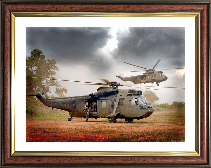 Sea King Helicopter Inserting Royal Marines 2004 Photo Print - Royal Navy Aircraft Posters, Prints, & Visual Artwork Hampshire Prints 10 x 8 Classic Frame Yes