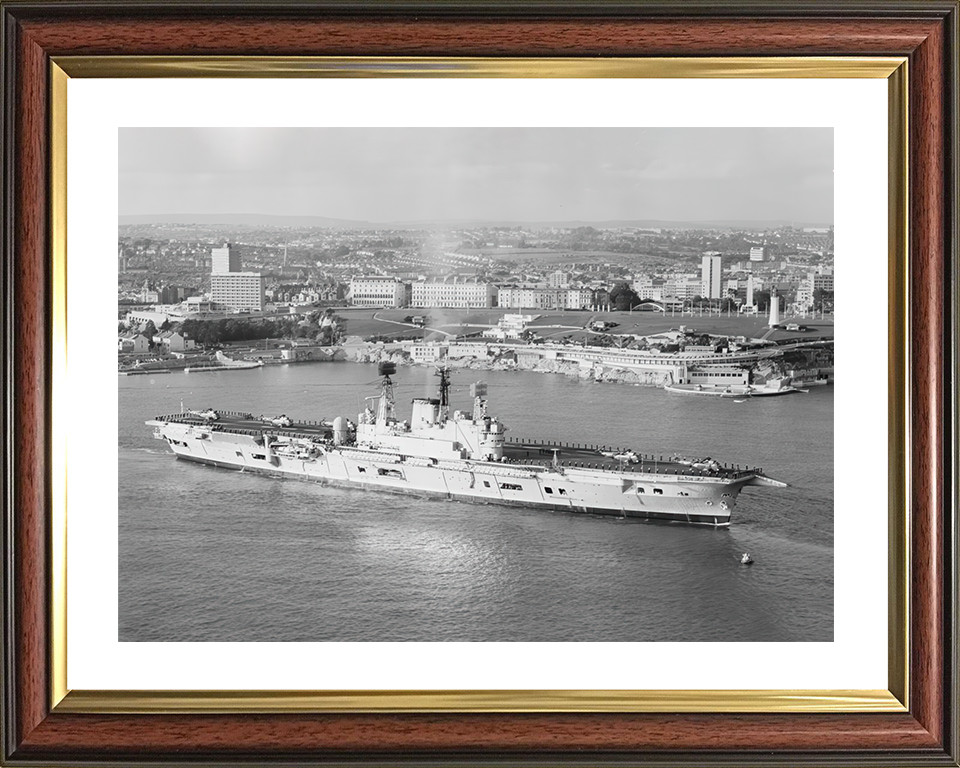 HMS Ark Royal (R09) Royal Navy Audacious Class Aircraft Carrier Plymouth Hoe 1975 Photo Print Wall Art Decor Posters, Prints, & Visual Artwork Hampshire Prints 10 x 8 Classic Frame Yes