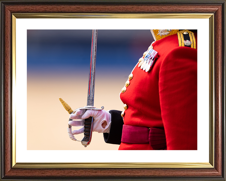 Scots Guards Officer holding a sword Photo Print - British Army Hampshire Prints 10 x 8 Classic Frame Yes