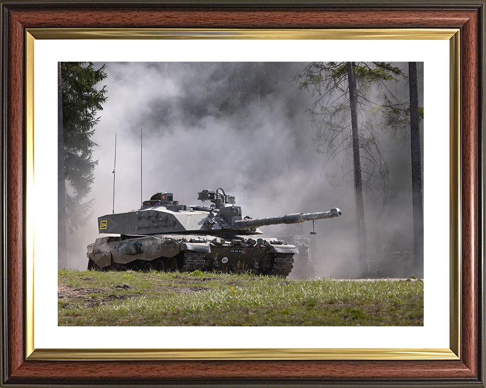 Challenger 2 Main Battle Tank on Exercise Photo Print - British Army Vehicle Hampshire Prints 10 x 8 Classic Frame Yes