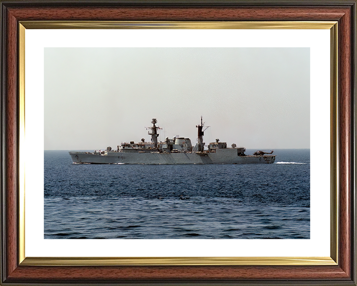 HMS Brazen (F91) Royal Navy Type 22 Frigate Port Beam View at Sea Photo Print Wall Art Decor Posters, Prints, & Visual Artwork Hampshire Prints 10 x 8 Classic Frame Yes