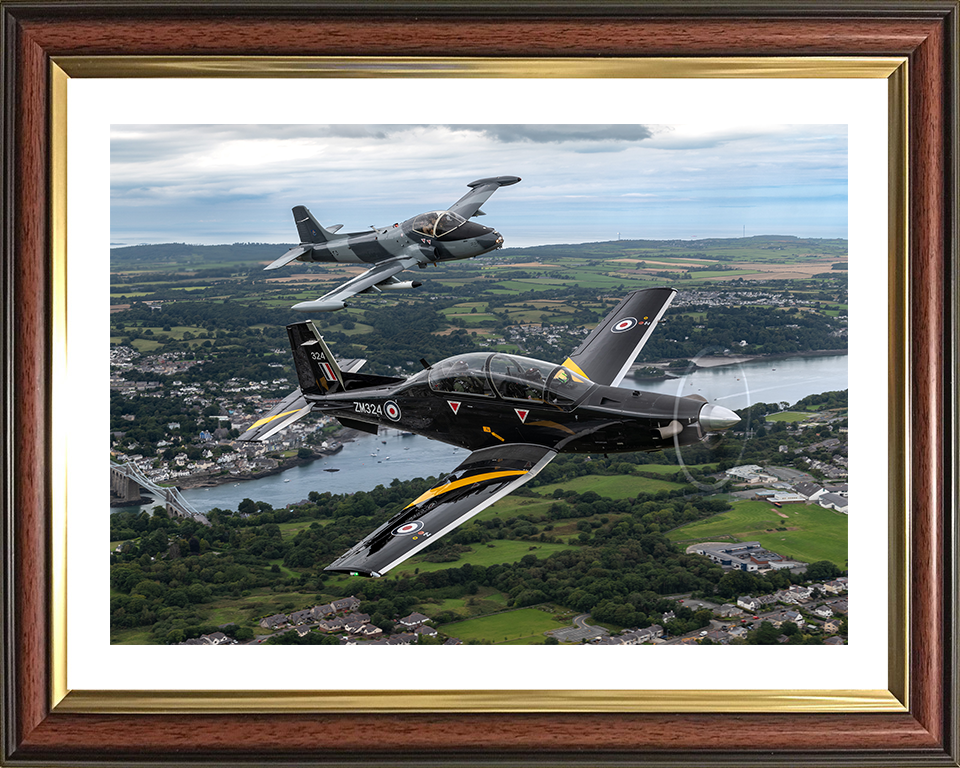 RAF T-6 Texan and a Strikemaster jet Photo Print - Royal Air Force Aircraft Hampshire Prints 10 x 8 Classic Frame Yes