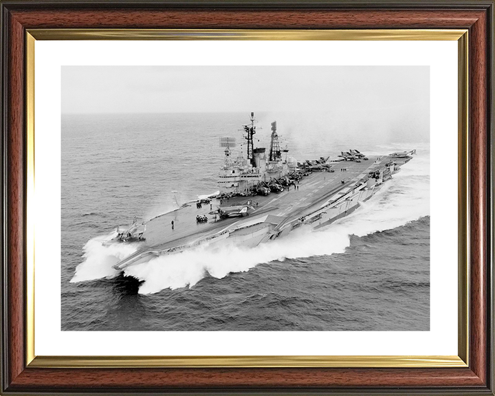HMS Ark Royal (R09) Royal Navy Audacious Class Aircraft Carrier At Speed Photo Print Wall Art Decor Posters, Prints, & Visual Artwork Hampshire Prints 10 x 8 Classic Frame Yes
