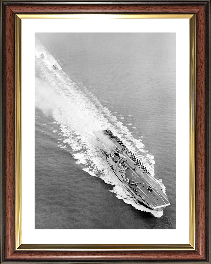 HMS Eagle (R05) Royal Navy Audacious Class Aircraft Carrier From Above Photo Print Wall Art Decor Posters, Prints, & Visual Artwork Hampshire Prints 10 x 8 Classic Frame Yes