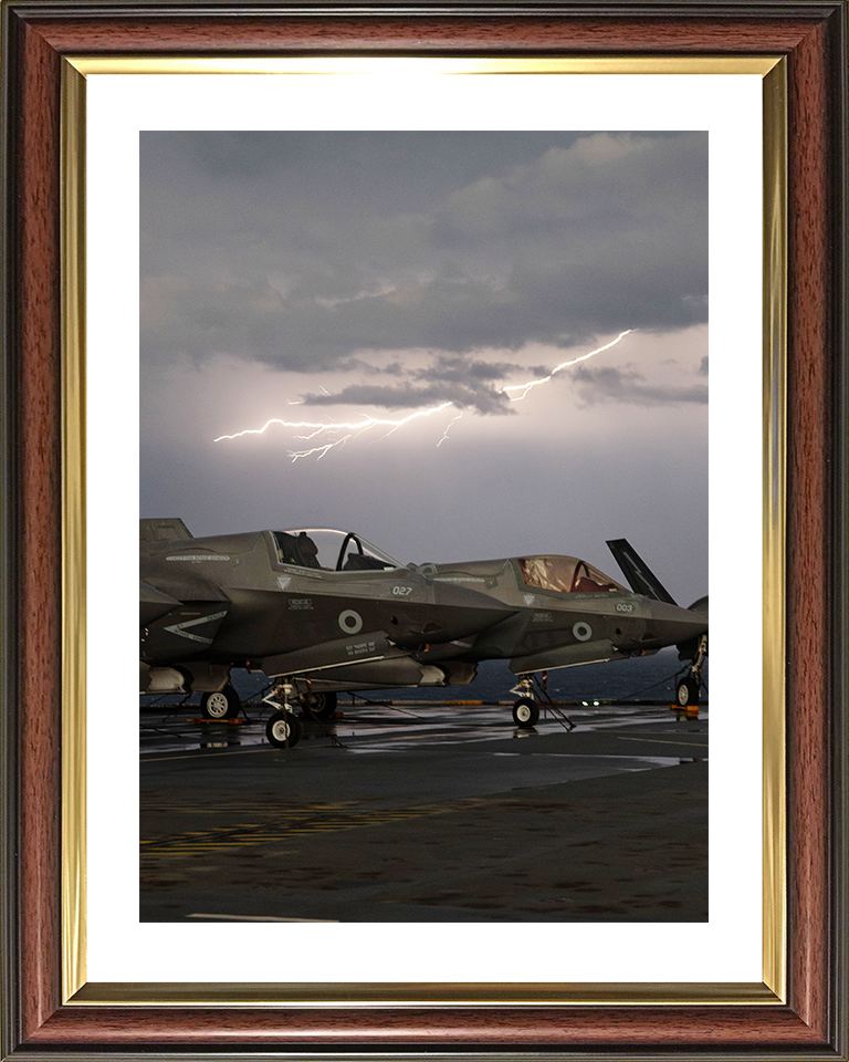 Lightning strike over RAF F-35B Jets Royal Air Force Aircraft Photo Print Wall Art Aviation Decor UK Posters, Prints, & Visual Artwork Hampshire Prints 10 x 8 Classic Frame Yes