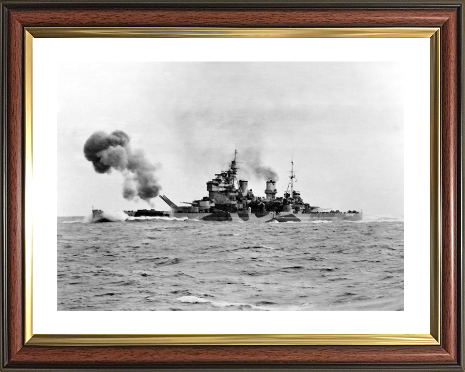 HMS Anson (79) Royal Navy King George V Class Battleship Firing Photo Print Wall Art Decor Posters, Prints, & Visual Artwork Hampshire Prints 10 x 8 Classic Frame Yes