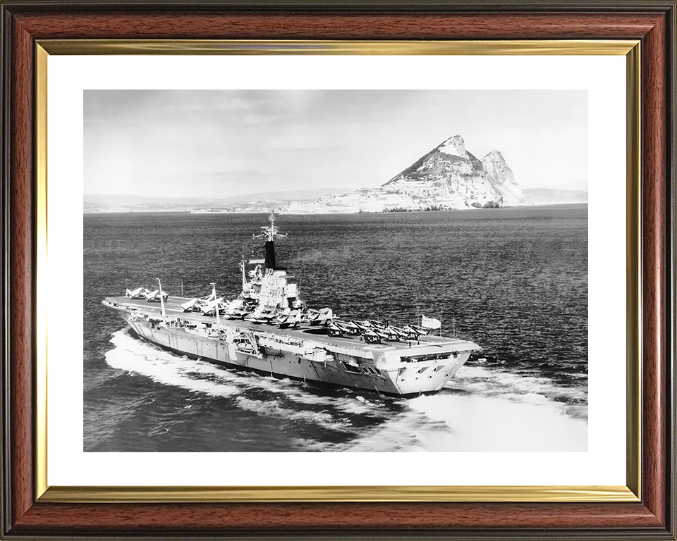 HMS Centaur (R06) Royal Navy Centaur Class Carrier Port Quarter View Photo Print Wall Art Decor Posters, Prints, & Visual Artwork Hampshire Prints 10 x 8 Classic Frame Yes