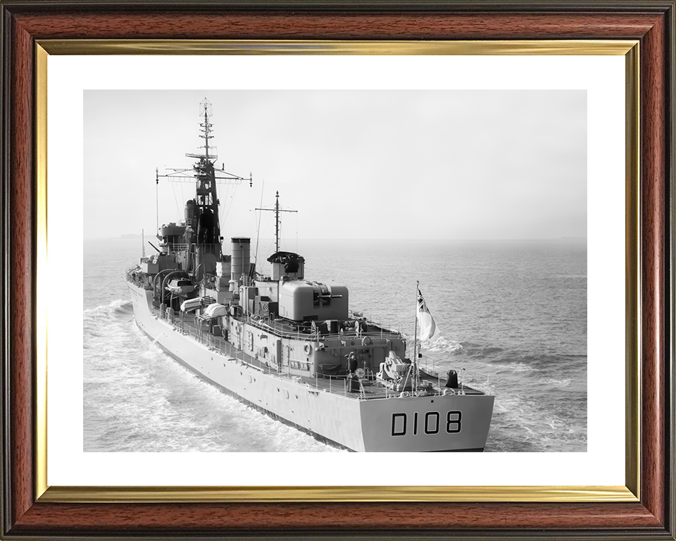 HMS Dainty (D108) Royal Navy Daring Class Destroyer Stern View 1964 Photo Print Wall Art Decor Posters, Prints, & Visual Artwork Hampshire Prints 10 x 8 Classic Frame Yes