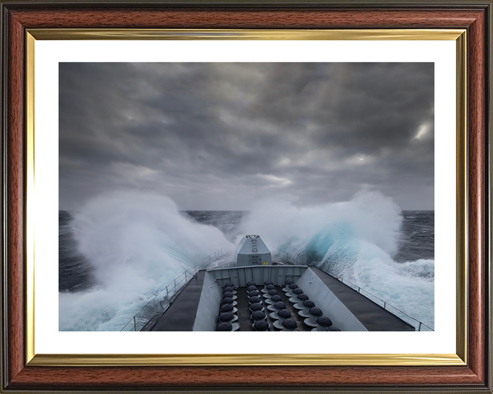 HMS Lancaster (F229) Photo Print - In Rough Seas - Royal Navy Type 23 Frigate Hampshire Prints 10 x 8 Classic Frame Yes