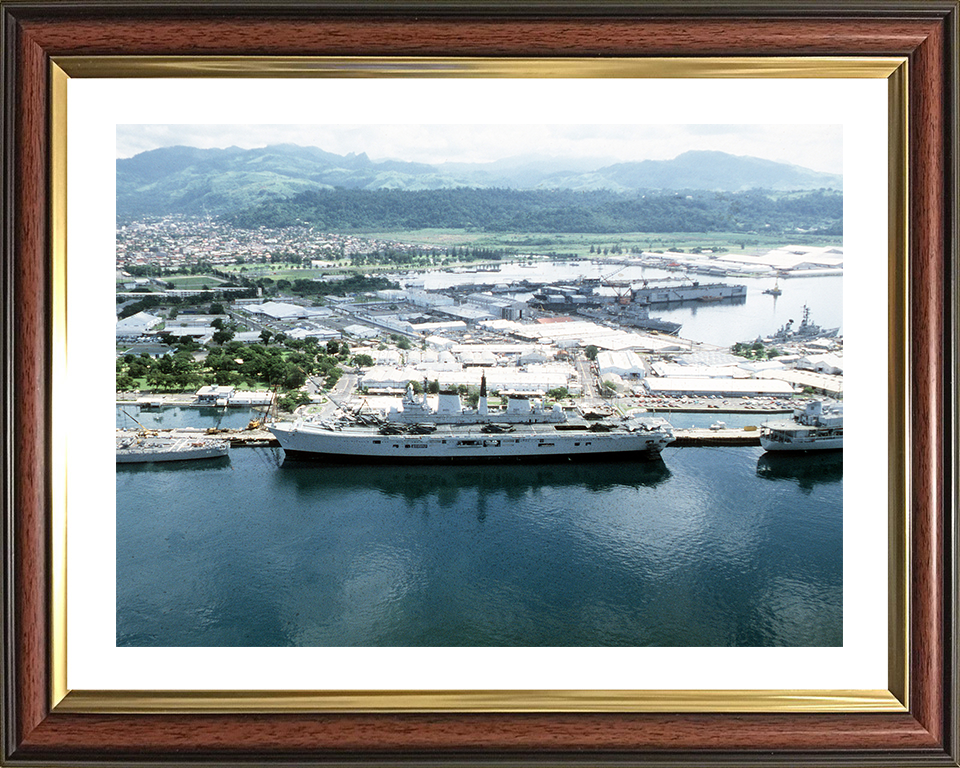 HMS Ark Royal (R07) Photo Print - Subic Bay 1988 - Royal Navy Invincible Class Aircraft Carrier Hampshire Prints 10 x 8 Classic Frame Yes
