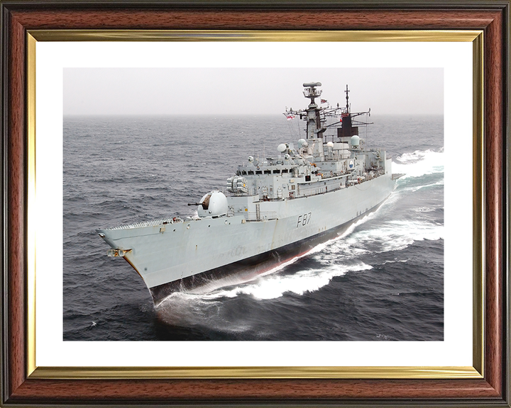 HMS Chatham (F87) Royal Navy Type 22 Frigate Underway Port Bow View Photo Print Wall Art Decor Posters, Prints, & Visual Artwork Hampshire Prints 10 x 8 Classic Frame Yes