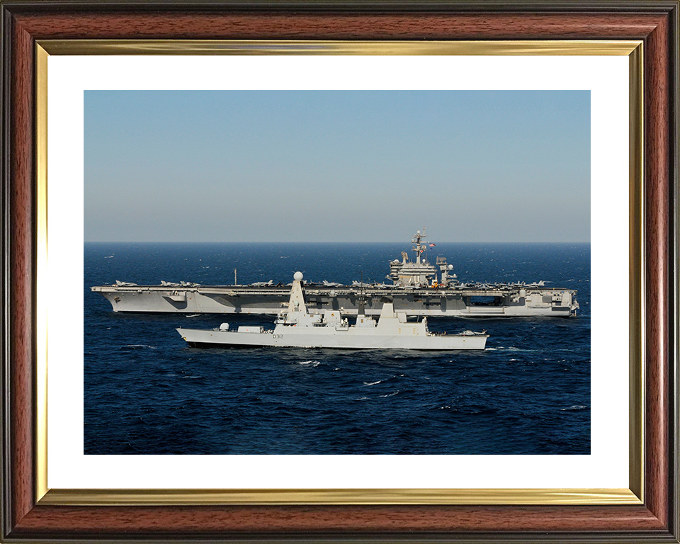 HMS Daring (D32) Royal Navy Type 45 Destroyer With USS Carl Vinson Photo Print Wall Art Decor Posters, Prints, & Visual Artwork Hampshire Prints 10 x 8 Classic Frame Yes
