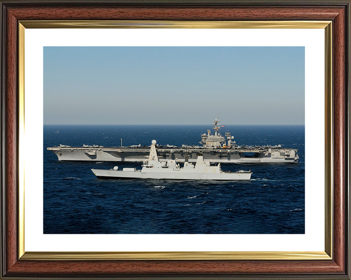 HMS Daring (D32) Royal Navy Type 45 Destroyer With USS Carl Vinson Photo Print Wall Art Decor Posters, Prints, & Visual Artwork Hampshire Prints 10 x 8 Classic Frame Yes