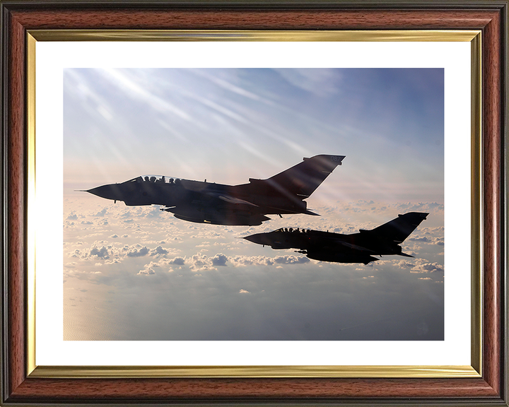 RAF Tornado GR4 Jets in Flight Over the Mediterranean Sea Photo Print - Royal Air Force Aircraft Posters, Prints, & Visual Artwork Hampshire Prints 10 x 8 Classic Frame Yes
