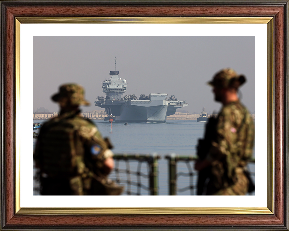 HMS Prince of Wales (R09) Photo Print - Suez Canal - Royal Navy Queen Elizabeth Class Aircraft Carrier Hampshire Prints 10 x 8 Classic Frame Yes