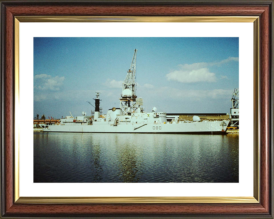 HMS Sheffield (D80) Photo Print - Portsmouth 1980 - Royal Navy Type 42 Destroyer Posters, Prints, & Visual Artwork Hampshire Prints 10 x 8 Classic Frame Yes