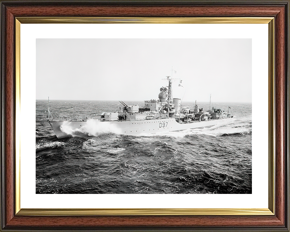HMS Corunna (D97) Royal Navy Battle Class Destroyer Port Side View Photo Print Wall Art Decor Posters, Prints, & Visual Artwork Hampshire Prints 10 x 8 Classic Frame Yes