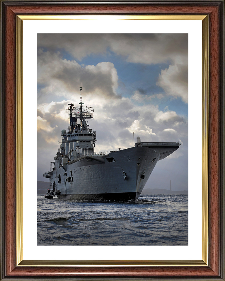 HMS Ark Royal (R07) Photo Print - On the Clyde - Royal Navy Invincible Class Aircraft Carrier Hampshire Prints 10 x 8 Classic Frame Yes