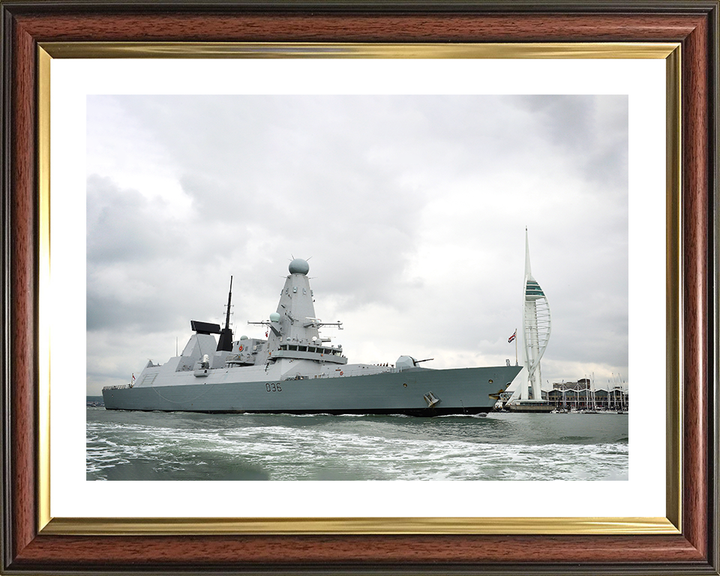 HMS Defender (D36) Royal Navy Type 45 Destroyer Leaving Portsmouth 2014 Photo Print Wall Art Decor Posters, Prints, & Visual Artwork Hampshire Prints 10 x 8 Classic Frame Yes