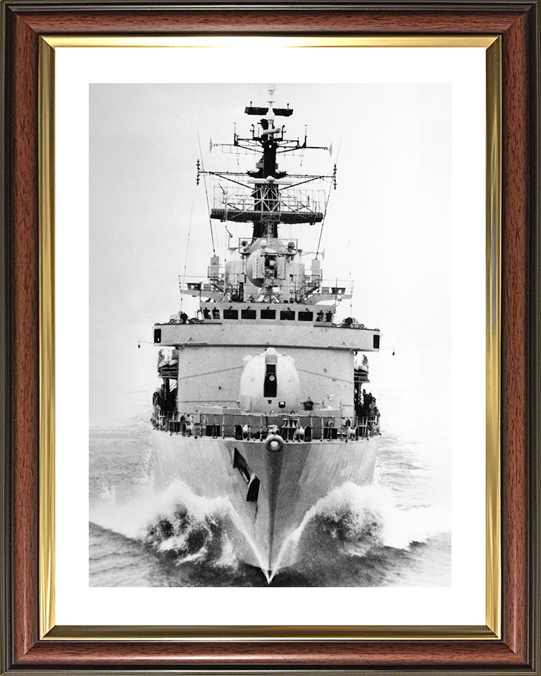 HMS Cardiff (D108) Royal Navy Type 42 Destroyer Bow View Black and White Photo Print Wall Art Decor Posters, Prints, & Visual Artwork Hampshire Prints 10 x 8 Classic Frame Yes