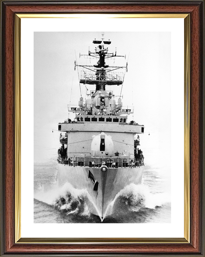 HMS Cardiff (D108) Royal Navy Type 42 Destroyer Bow View Black and White Photo Print Wall Art Decor Posters, Prints, & Visual Artwork Hampshire Prints 10 x 8 Classic Frame Yes