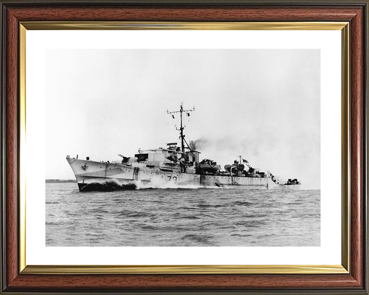 HMS Brissenden (L79) Royal Navy Hunt Class Destroyer Port Side View Photo Print Wall Art Decor Posters, Prints, & Visual Artwork Hampshire Prints 10 x 8 Classic Frame Yes