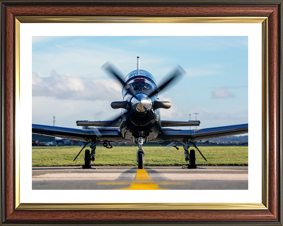 RAF Texan aircraft on a runway Photo Print - Royal Air Force Aircraft Hampshire Prints 10 x 8 Classic Frame Yes