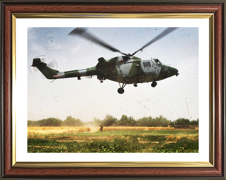 Army Air Corps Lynx 9A Helicopter Taking off Photo Print - British Army Hampshire Prints 10 x 8 Classic Frame Yes