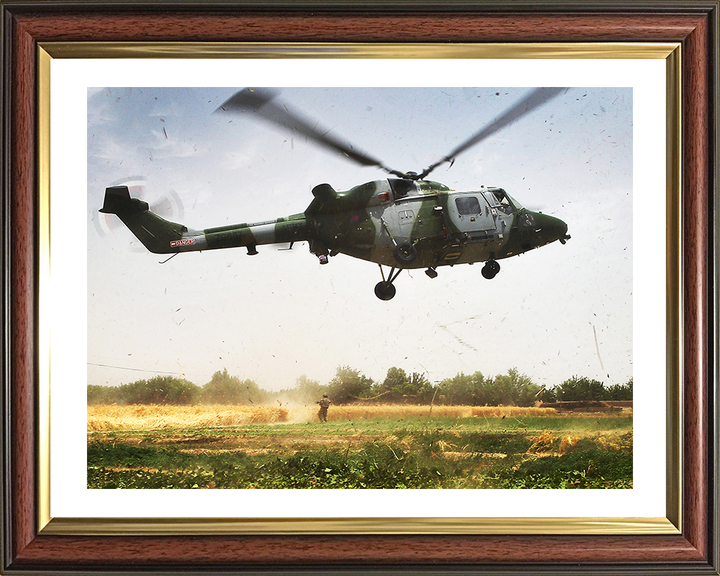Army Air Corps Lynx 9A Helicopter Taking off Photo Print - British Army Hampshire Prints 10 x 8 Classic Frame Yes