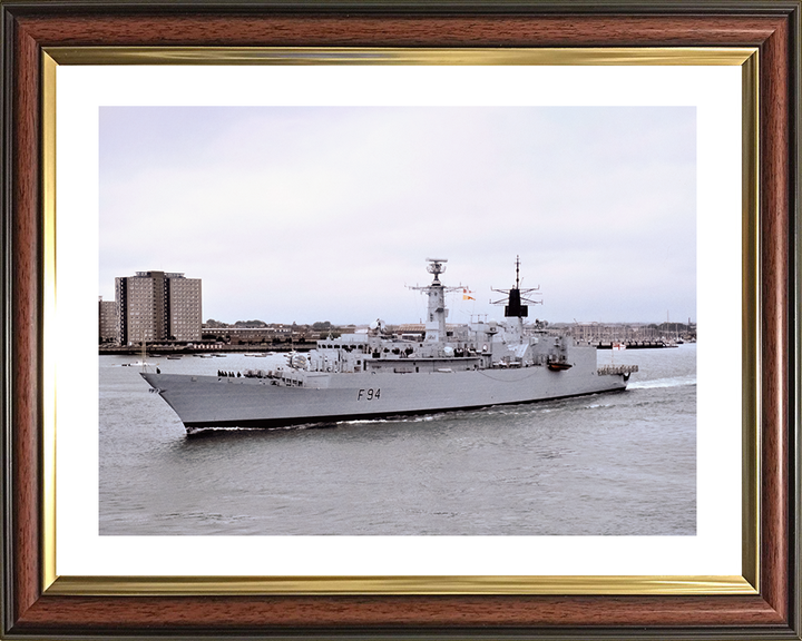 HMS Brave (F94) Royal Navy Type 22 Frigate Leaving Portsmouth Harbour Photo Print Wall Art Decor Posters, Prints, & Visual Artwork Hampshire Prints 10 x 8 Classic Frame Yes