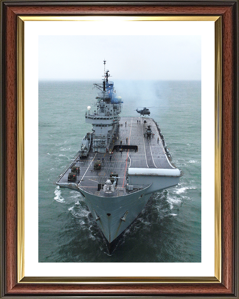 HMS Illustrious (R06) Photo Print - Bow View 2009 - Royal Navy Invincible Class Aircraft Carrier Hampshire Prints 10 x 8 Classic Frame Yes