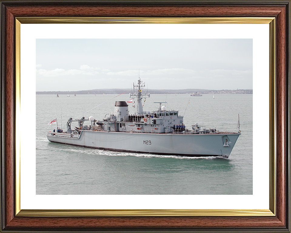 HMS Brecon (M29) Royal Navy Hunt Class Mine Warfare Vessel Portsmouth Photo Print Wall Art Decor Posters, Prints, & Visual Artwork Hampshire Prints 10 x 8 Classic Frame Yes