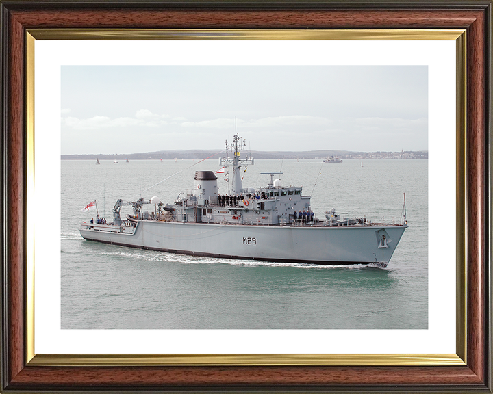 HMS Brecon (M29) Royal Navy Hunt Class Mine Warfare Vessel Portsmouth Photo Print Wall Art Decor Posters, Prints, & Visual Artwork Hampshire Prints 10 x 8 Classic Frame Yes