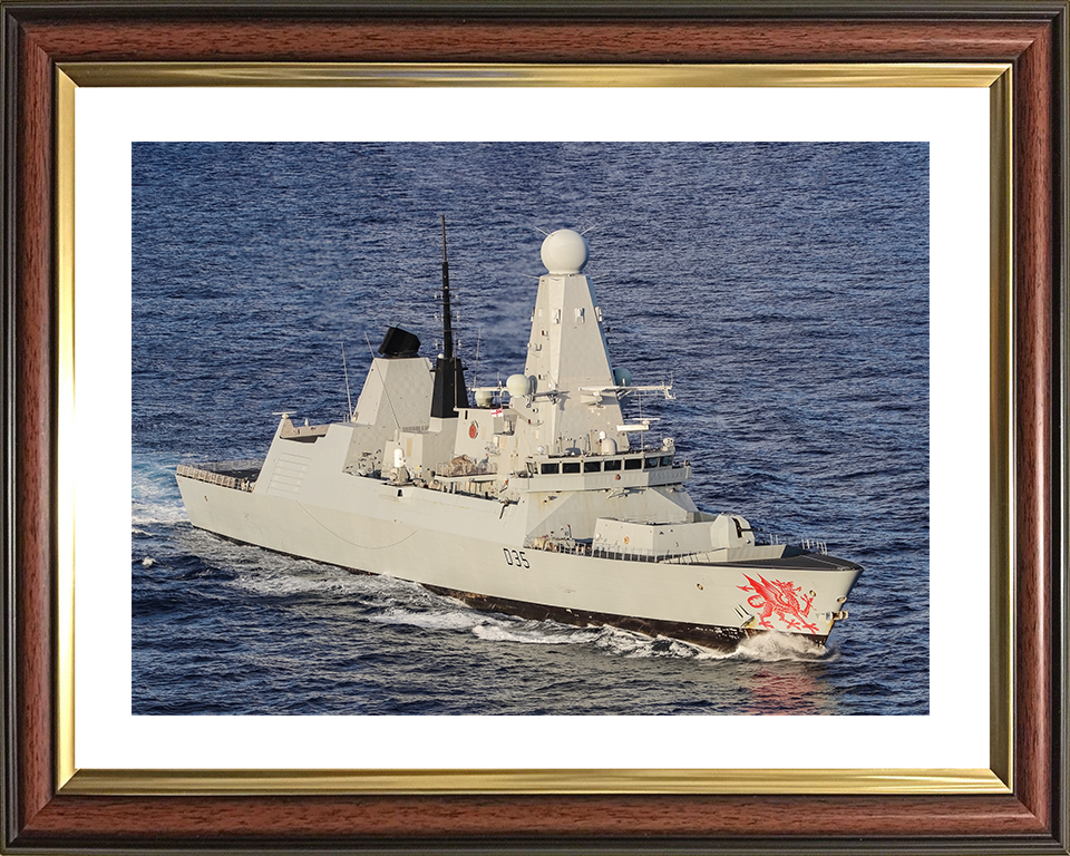HMS Dragon (D35) Royal Navy Type 45 Destroyer Underway High Starboard View Photo Print Wall Art Decor Posters, Prints, & Visual Artwork Hampshire Prints 10 x 8 Classic Frame Yes