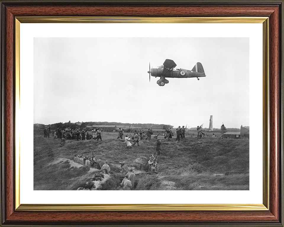 RAF Westland Lysander Flying over the Home Guard Photo Print - Royal Air Force Aircraft Posters, Prints, & Visual Artwork Hampshire Prints 10 x 8 Classic Frame Yes