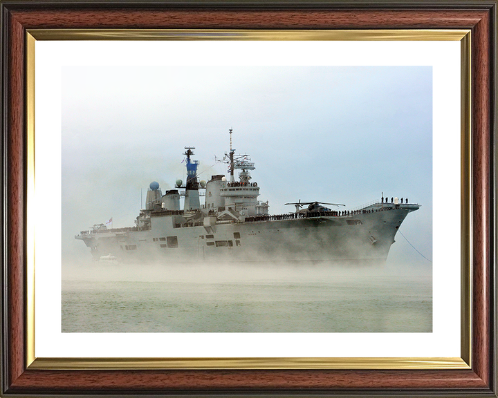 HMS Ark Royal (R07) Royal Navy Invincible Class Aircraft Carrier In The Mist Photo Print Wall Art Decor Posters, Prints, & Visual Artwork Hampshire Prints 10 x 8 Classic Frame Yes