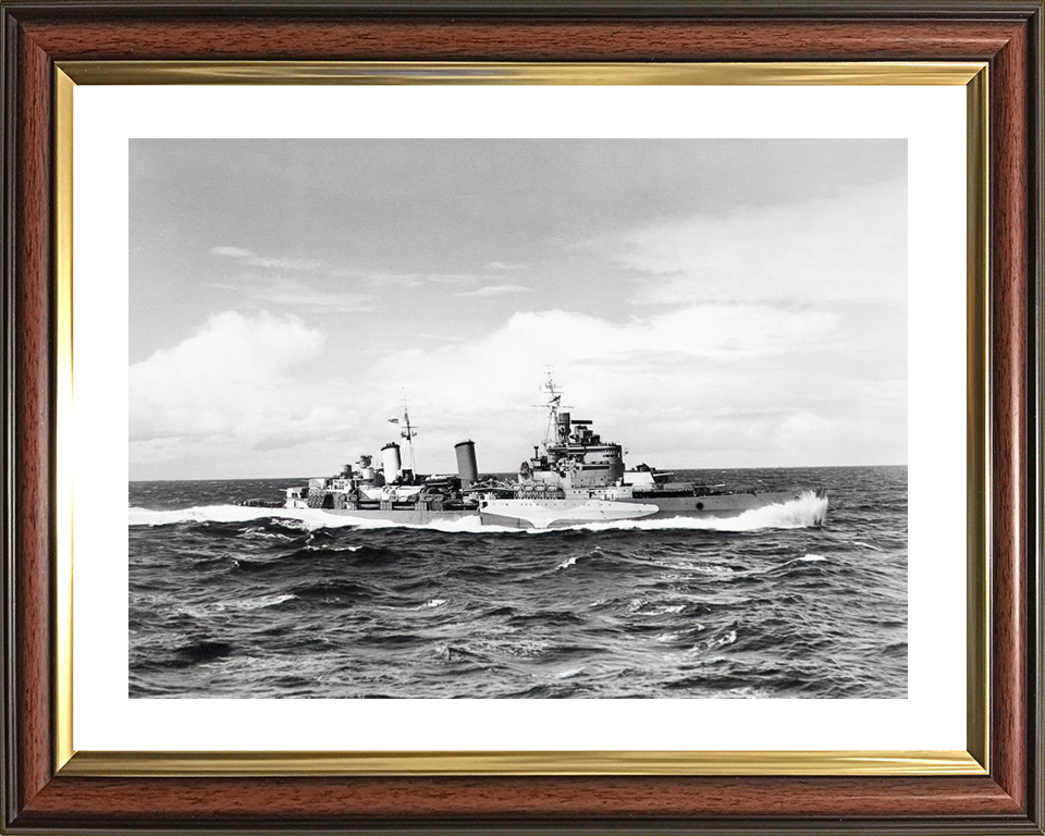 HMS Belfast (C35) Royal Navy Town Class Light Cruiser Starboard Beam View Photo Print Wall Art Decor Posters, Prints, & Visual Artwork Hampshire Prints 10 x 8 Classic Frame Yes