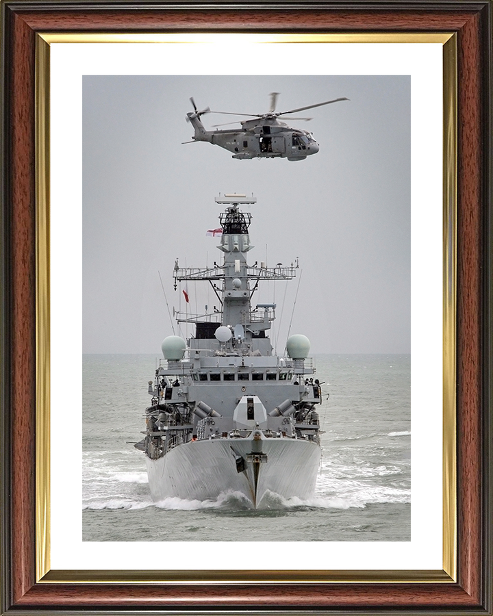 HMS Sutherland (F81) Photo Print - With Merlin - Royal Navy Type 23 Frigate Hampshire Prints 10 x 8 Classic Frame Yes