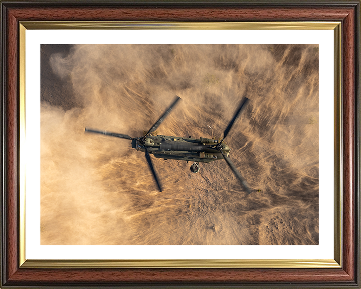 RAF Chinook helicopter Over the Desert Photo Print - Royal Air Force Aircraft Hampshire Prints 10 x 8 Classic Frame Yes