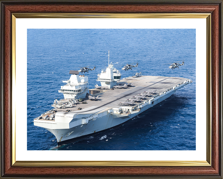 HMS Prince of Wales (R09) Photo Print - With Wildcats 2025 - Royal Navy Queen Elizabeth Class Aircraft Carrier Hampshire Prints 10 x 8 Classic Frame Yes